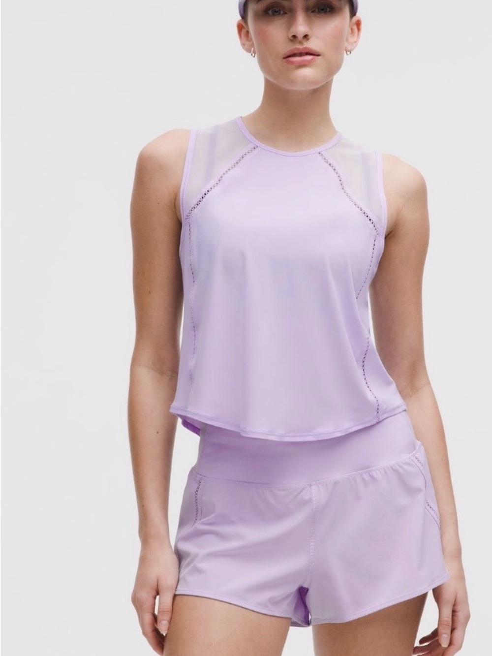 Lululemon NWT Sculpt Cropped Tank Top Lace Trim Lavender Frost LFRS Size 14